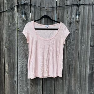 James Perse Pink Cap Sleeve Scoop Neck Slub Tee, Short Sleeve size 4/women’s XL